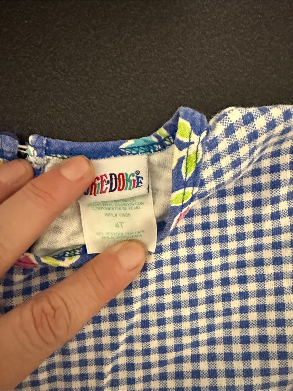 okie dokie Blue Gingham Short Sleeve Peplum Tee - Picture 2 of 2